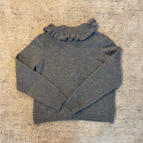 Marled Gray Ruffled Collar Cardigan - Picture 4 of 4